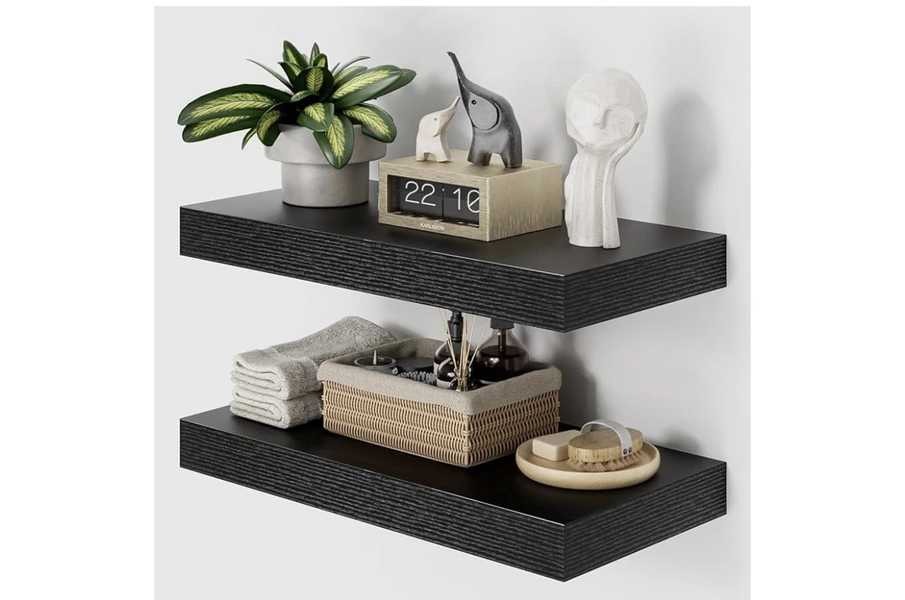 Boswillon Floating Shelves Hanging Wall Storage Rustic 16x5 in Set of 2 (Black)
Opens in a new windo