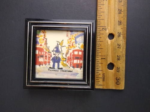 Kleiner schwarzer Rahmen Kunst London Polizei Bobby Cartoon Piccadilly Zirkus 2" Quadratischer Druck - Bild 7 von 7