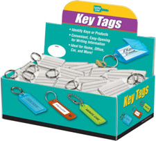 Clear Extra Strength Key Tags with Split Rings - 100 Count Display Box