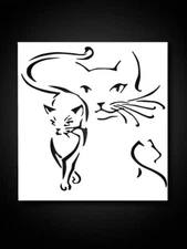5x5 Inch Cat Stencil –  Custom design, Reusable, Mylar plastic, Craft & Décor