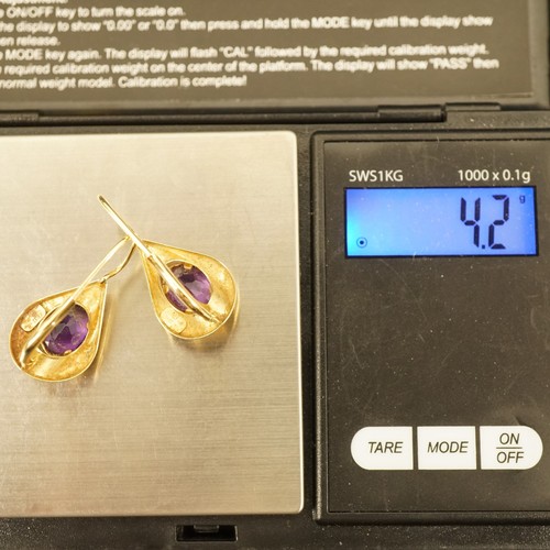 14k Yellow Gold Amethyst Jacket Earrings - Free Shipping USA - Picture 10 of 11