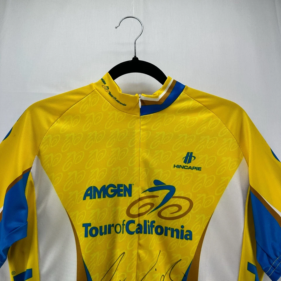 Camiseta de ciclismo Amgen Tour of California adulto L firmada por Levi Leipheimer amarilla Foto 3 de 4