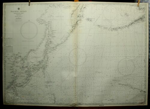 1945 Nautical Chart Map Northwest Pacific Ocean Japan Hawaii Russia Restricted - Picture 1 of 15