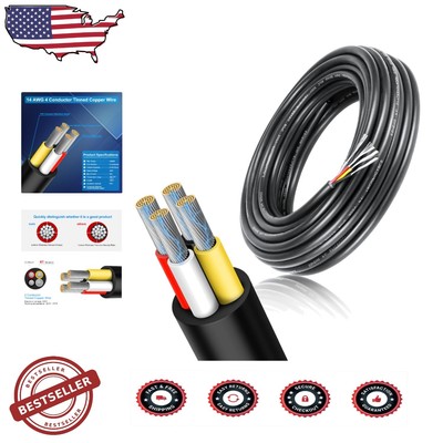 Versatile 14 Gauge 4 Conductor Wire - 100FT Tinned Copper for Electronics & More