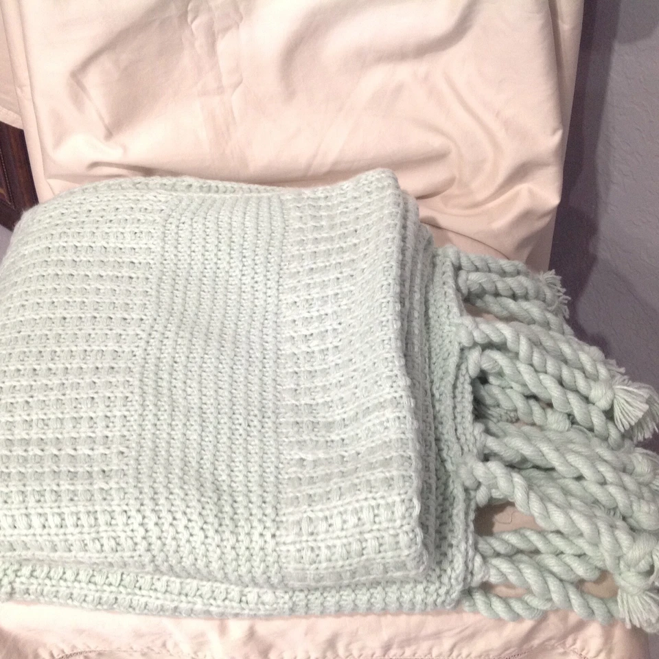 Charter Club Damask Designs Multi-Knit Tassel Throw Mint  - Image 3 of 4