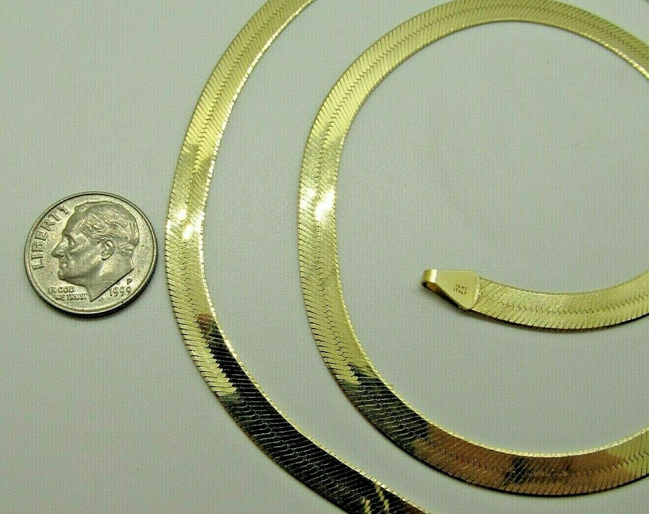 14K Solid Gold Extra Long Herringbone "SILK" Neck… - image 3