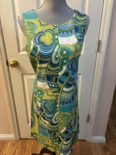 Nine West Dress 8 Floral Art Turquoise Greens Paisley
