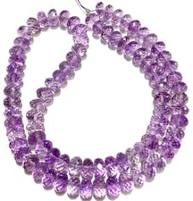 8mm Natural Amethyst Faceted Rondelle Gemstone Beads Jewelry Making, 16 Inches