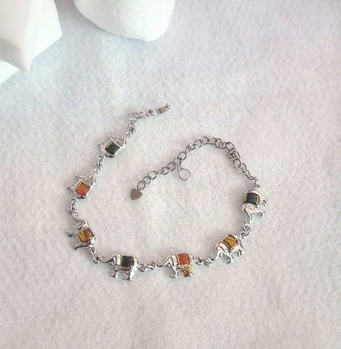Green Orange And Yellow Natural Shell brand Silver Abalone Elephant Bracelet - 第 2/7 張圖片