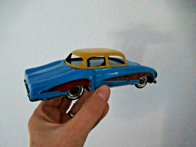 Voiture Ancienne En Tôle Joustra 1960 - Bleue 18 Cm - Peinture D'origine