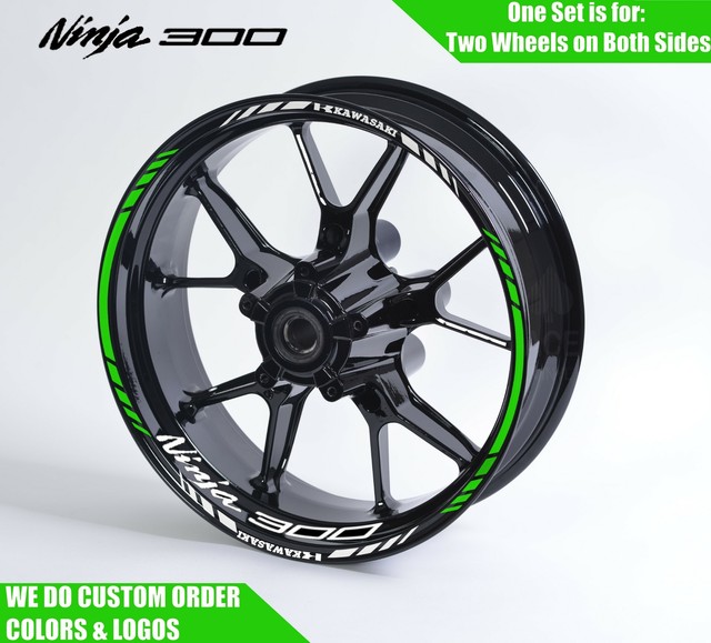 Kawasaki Ninja 300 Wheel Decals Rim Stickers ZX3 R ZX ZXR NINJA ZX4r