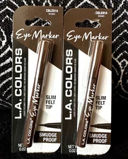 2pk LA COLORS EYE MARKER BROWN CBLE914 SLIM FELT-TIP PRECISE NO-SMUDGE EYELINER