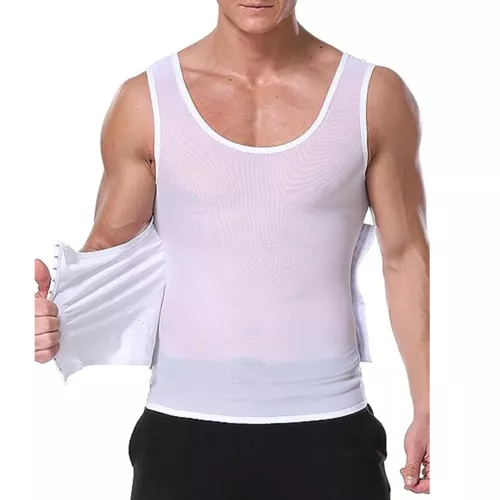 GILET DA UOMO BODY SHAPER SLIMMING PANCIA PETTO COMPRESSIONE T-SHIRT TANK TOP CINTURA - Foto 18 di 36