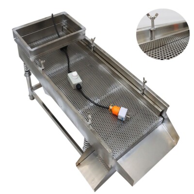 110V 5mm Seive Linear Vibrating Screen Straight Screening Machine 2Outlet Shaker