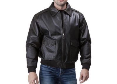 New Black Men Lambskin WWII Genuine Leather Bomber Indiana