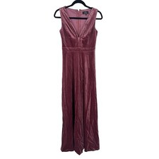 Lulu's Beautiful Night Magenta Velvet Sleeveless Maxi Dress XS Cocktail V Neck