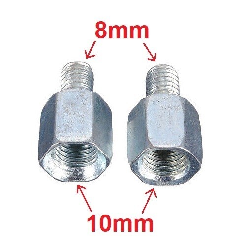 Mirror Adapters 10mm to 8mm or 8mm to 10mm Motorcycle Scooter clockwise threaded - Picture 2 of 14
