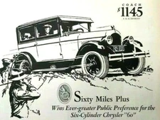 CHRYSLER 60 - Art Deco Style Auto / Car Ad -- 1927 -- 11 x 14