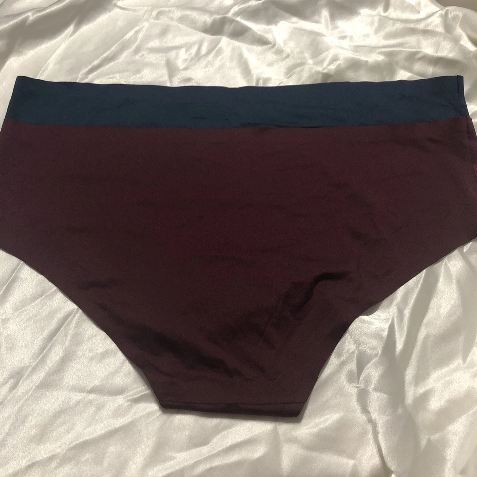 2 Pr Jessica Simpson Bikini Panties Soft Smooth Satin Skin Plum XL Spellout - Image 3 of 4