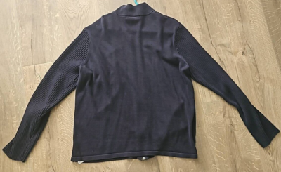 MICHAEL KORS Men's Navy Blue Front Zip Long Sleeve Sweater Jacket