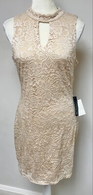 BCX Beige Prom Dress Size M Bridesmaid Fancy Sparkly Stretch Short Jr's New  Read | eBay