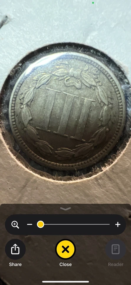 1881 Three Cent Nickel Piece 3C Ungraded/possible Die Clash On Neck - Image 4 of 4