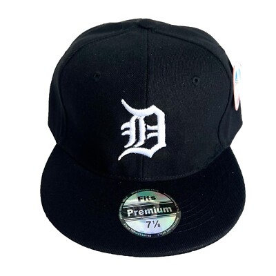 Detroit Tigers Baseball Cap Fitted Hat Multi Flat Brim Size Black w/ White logo