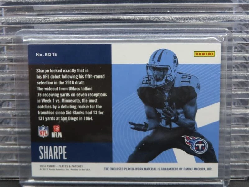 2016 Plates & Patches Tajae Sharpe Rookie RC Quad Jersey Patch #40/50 Titans - Image 2 of 2