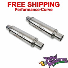 Pair Flowmonster Stainless Resonator Muffler 2.5in Out 4 Round 14416-fm