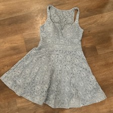 Sequin Hearts Dusty Blue Lace Dress Size 9