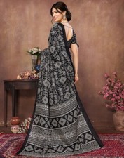 Printed Daily Wear Art Silk Saree  Black 