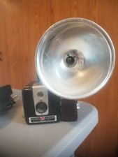 Vintage 1950s Kodak Brownie Hawkeye Flash Model Camera Bakelite W/Flash Unit