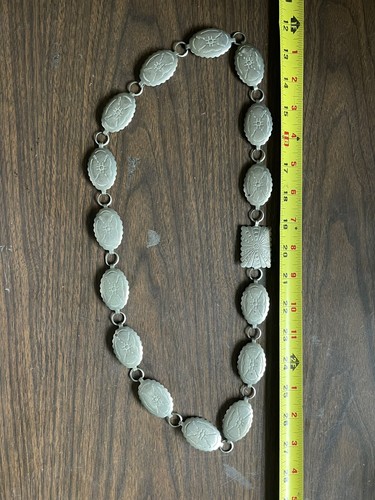 Collana Disco Graduato/Concho Stampato a Mano 33"" Argento Sterling - Foto 9 di 13