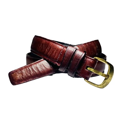 Henry Grethel Brown Leather Belt Size 34 Antique Cowhide  display picture 2