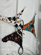 3 Pack Womens Mini Thong G-string Panties Seamless Bikini Underwear Halloween