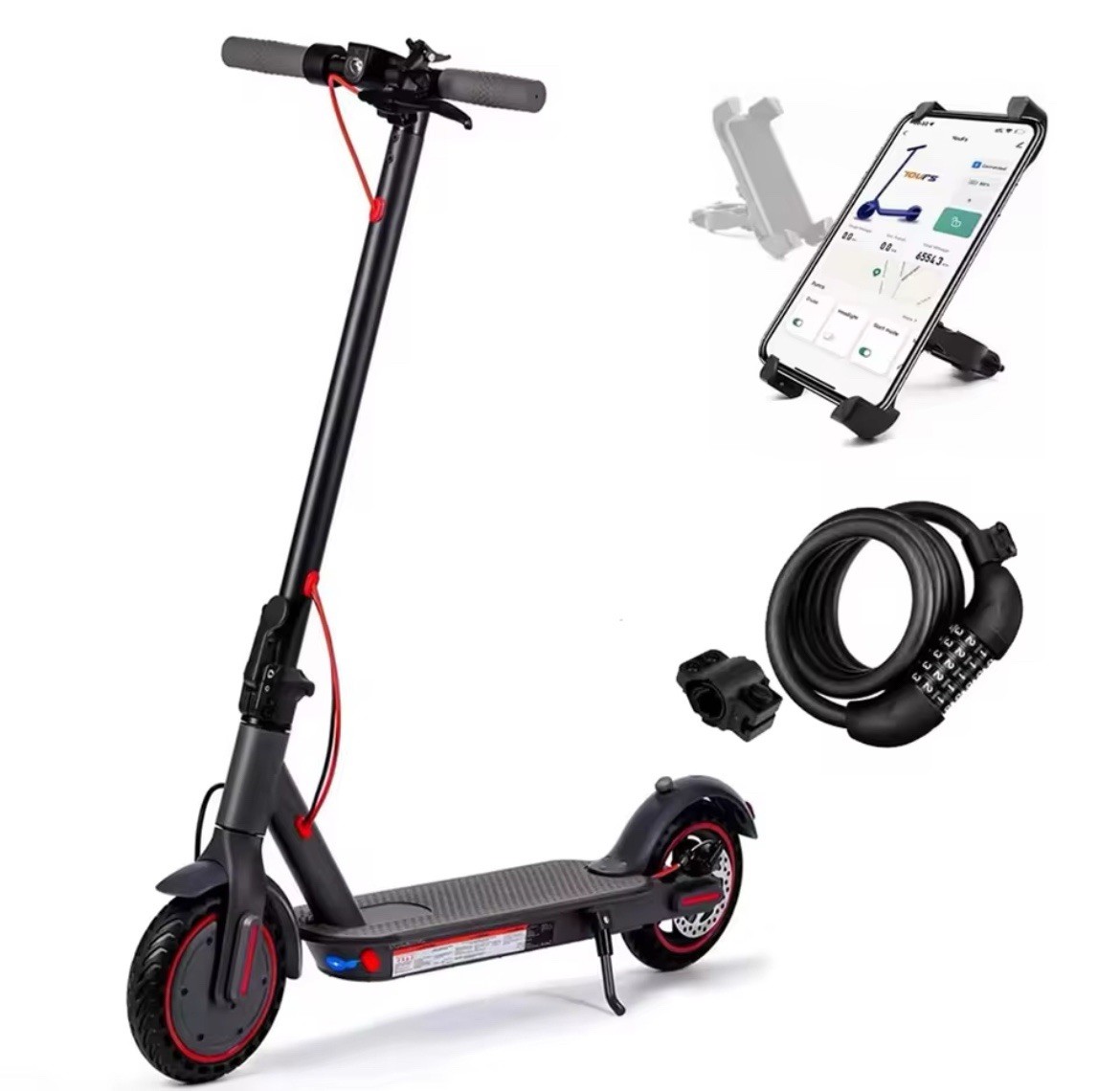 Trottinette électrique pliable pour éviter les bouchons en ville avec support tel