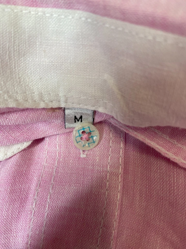 BUGATCHI UOMO Mens Pink Salmon LINEN SHAPED FIT Business-Dress Shirt SIZE 'M' - Image 3 of 4