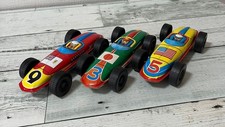 Vintage Tin Racing Car Set of 3 Made in Japan Showa Retro