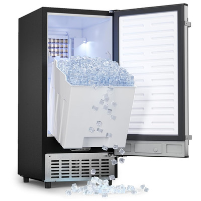 15'' Stainless Steel Ice Maker - 100Lbs/Day, Self-Cleaning, Under Counter