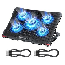 AICHESON S035 5 Fans Blue Light Laptop Cooling Pad and 2 Pack Type A Male to ...