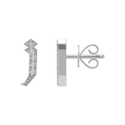 10 Karat Weißgold 0,05 kt natürlicher Diamant Initialen J Ohrstecker für Damen