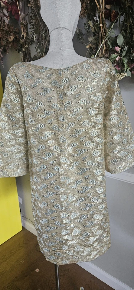 Vestido Floral Vintage Años 60 Montaldo 2 Piezas Illusion Línea A Foto 2 de 4