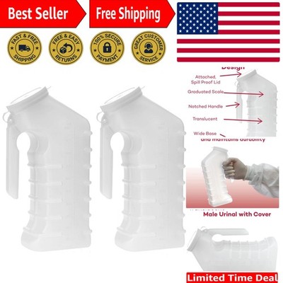 2 Pack of Portable 1000cc Male Urinals - Ideal for Travel & Care Needs