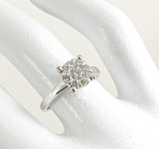 9ct Gold Diamond Ring White Cluster Hallmarked 0.40ct Size L with Gift Box