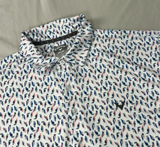 Callaway Polo Shirt Mens Large White Performance All Over Bird Print Opti Dri
