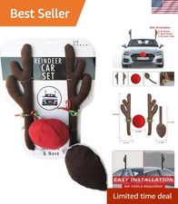 Reindeer Car Kit Antlers, Nose, Tail- Rudolph Set Reindeer Christmas Decorati...