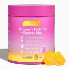LEEFAR Feminine Probiotic Gummies for Women's pH Balance & Dryness, 60 Count