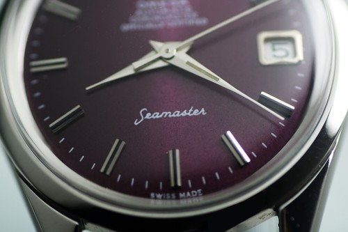 Reloj Omega Seamaster Vintage Fecha Automática Sunburst Esfera Púrpura Hombres Acero C.1968 - Imagen 3 de 19