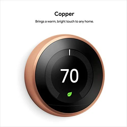 GOOGLE NEST LEARNING THERMOSTAT 3RD GEN - Programmable Smart - COPPER - Image 2 of 4