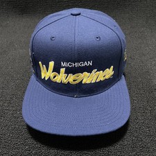 Mitchell & Ness Michigan Wolverines Snapback Blue One Size Retro Hat